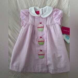 NWT Claire & Charlie Birthday Cupcake Pink Seersucker Dress 18m